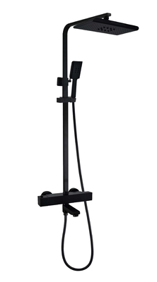 Solid Brass 59 Thermostatic Shower Faucet Black Shower Head Set Polished